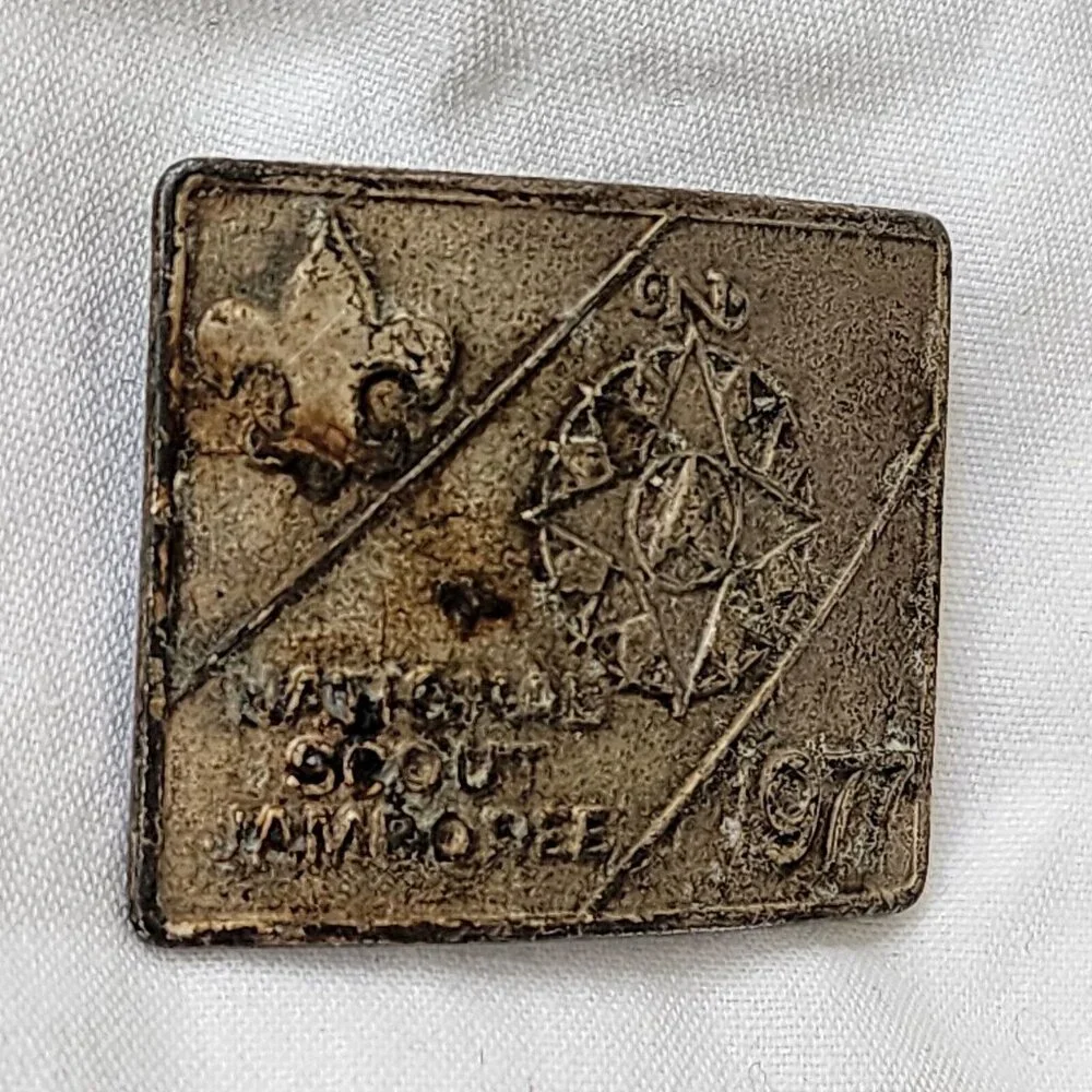 Boy Scouts BSA Vintage 1977 National Scout Jamboree‎ Metal Neckerchief Slide